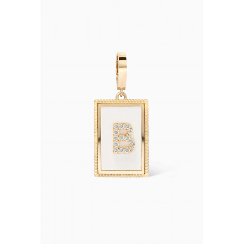 Savolinna - A2Z "B" Letter Tag Diamond Charm Pendant in 18kt Yellow Gold