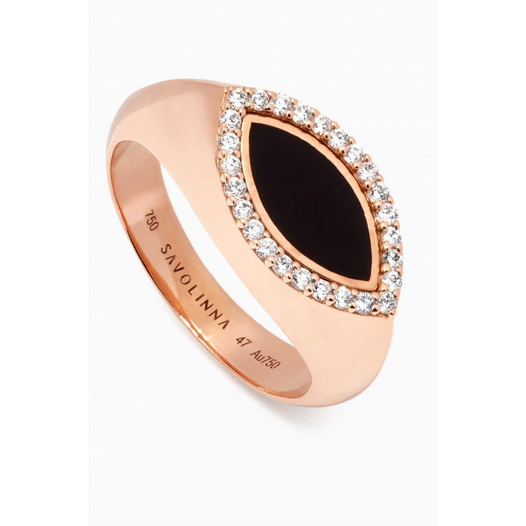 Savolinna - Marquise Diamond Signet Ring in 18kt Rose Gold