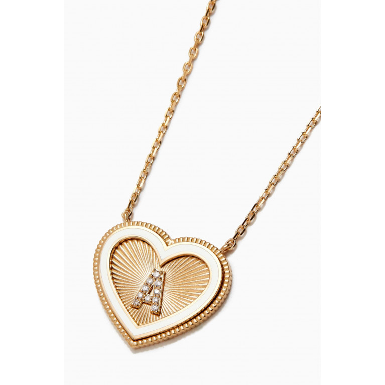 Savolinna - A2Z "A" Letter Heart-shaped Diamond Necklace in 18kt Yellow Gold