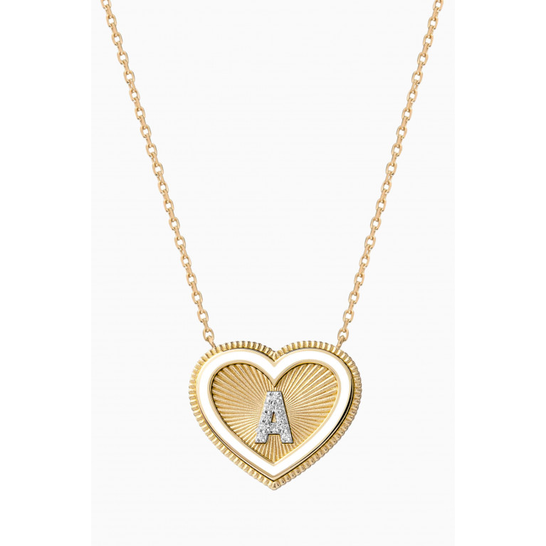 Savolinna - A2Z "A" Letter Heart-shaped Diamond Necklace in 18kt Yellow Gold