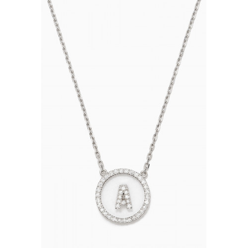 Savolinna - A2Z "A" Letter Diamond Crystal Necklace in 18kt White Gold