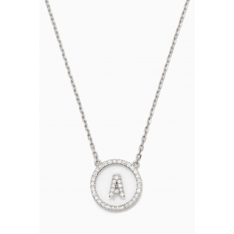 Savolinna - A2Z "A" Letter Diamond Crystal Necklace in 18kt White Gold