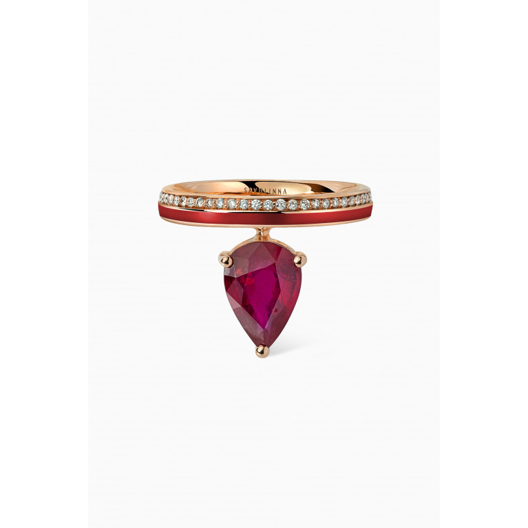 Savolinna - Linette Piorra Ruby Diamond Ring in 18kt Rose Gold