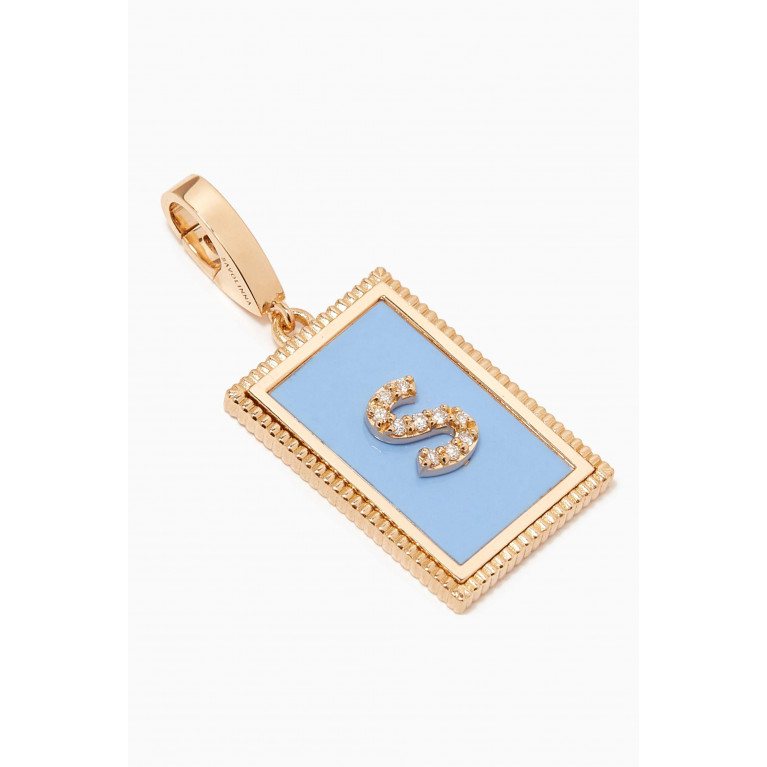 Savolinna - A2Z "S" Letter Tag Diamond Charm Pendant in 18kt Yellow Gold