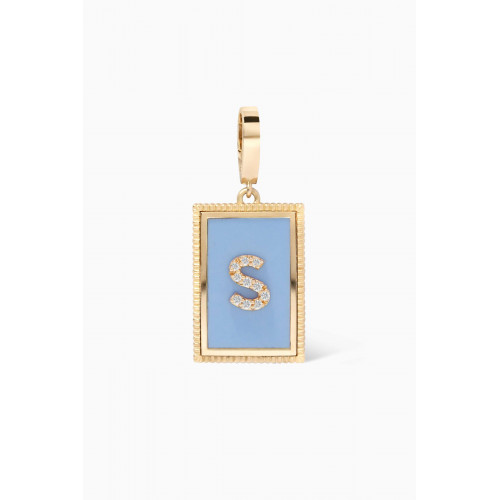Savolinna - A2Z "S" Letter Tag Diamond Charm Pendant in 18kt Yellow Gold
