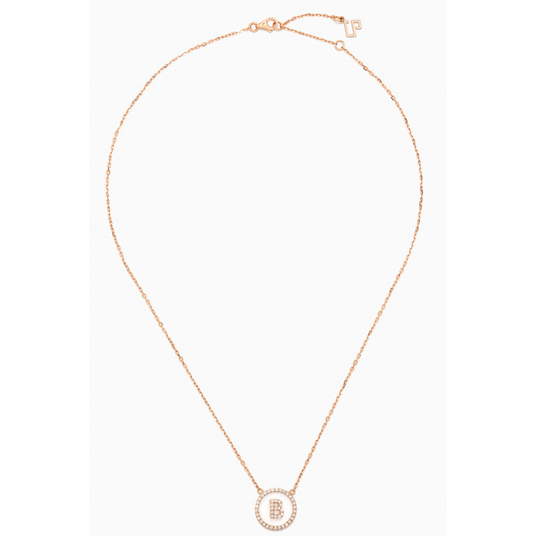 Savolinna - A2Z "B" Letter Diamond Crystal Necklace in 18kt Rose Gold