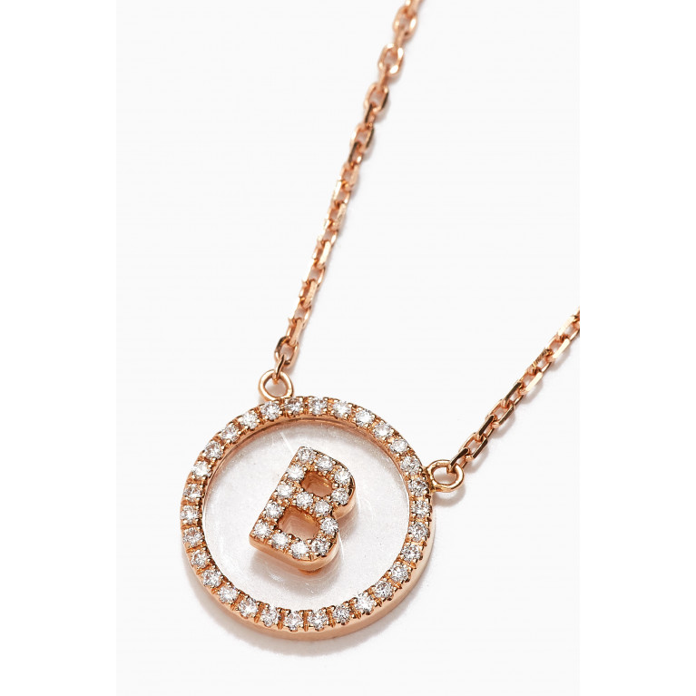 Savolinna - A2Z "B" Letter Diamond Crystal Necklace in 18kt Rose Gold