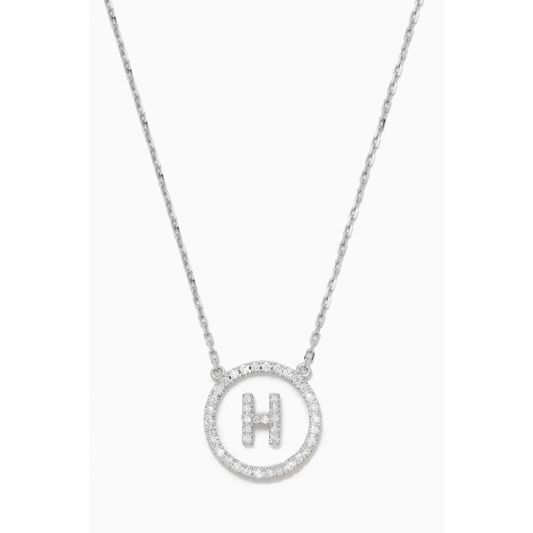 Savolinna - A2Z "H" Letter Diamond Crystal Necklace in 18kt White Gold