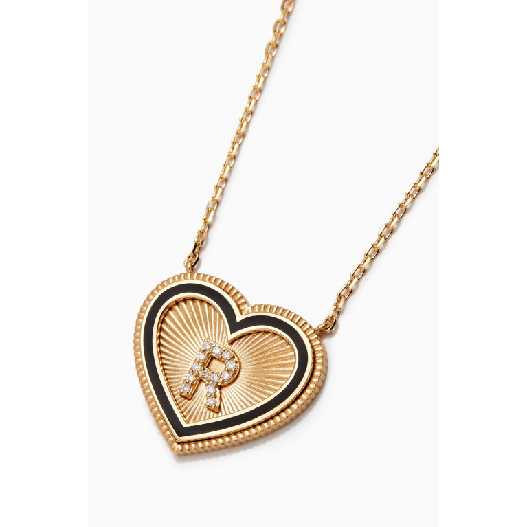 Savolinna - A2Z "R" Letter Heart-shaped Diamond Necklace in 18kt Yellow Gold