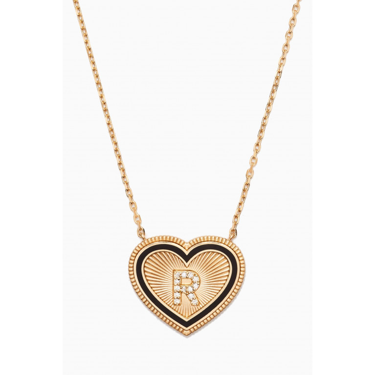 Savolinna - A2Z "R" Letter Heart-shaped Diamond Necklace in 18kt Yellow Gold