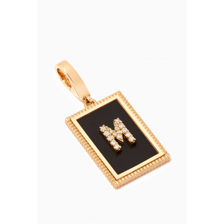 Savolinna - A2Z "M" Letter Tag Diamond Charm Pendant in 18kt Yellow Gold