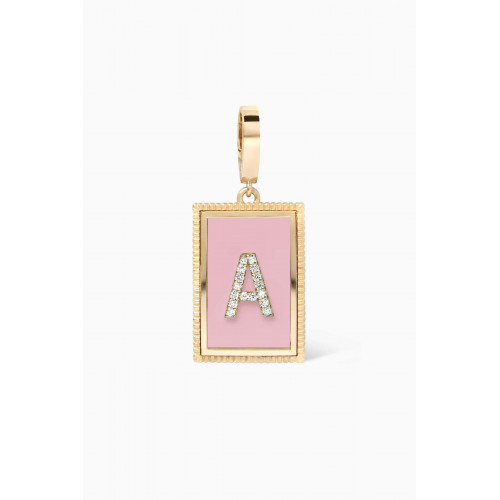Savolinna - A2Z "A" Letter Tag Diamond Charm Pendant in 18kt Yellow Gold