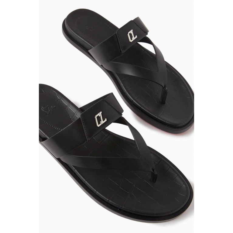 Christian Louboutin - Paolito Rui Logo Flat Sandals in Leather