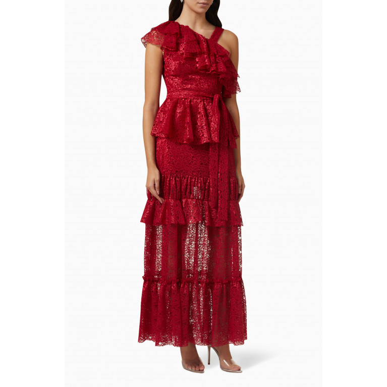 NASS - Tiered Maxi Dress in Lace Red