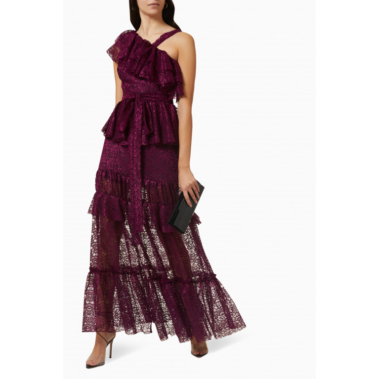 NASS - Tiered Maxi Dress in Lace Purple