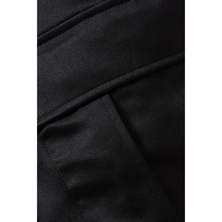 The Andamane - Lizzo Wide-leg Cargo Pants in Satin Crepe Black