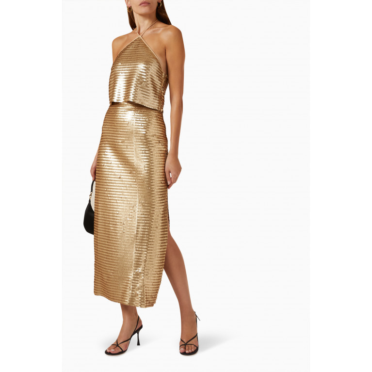 Suboo - Pyra Slit Maxi Skirt in Sequins