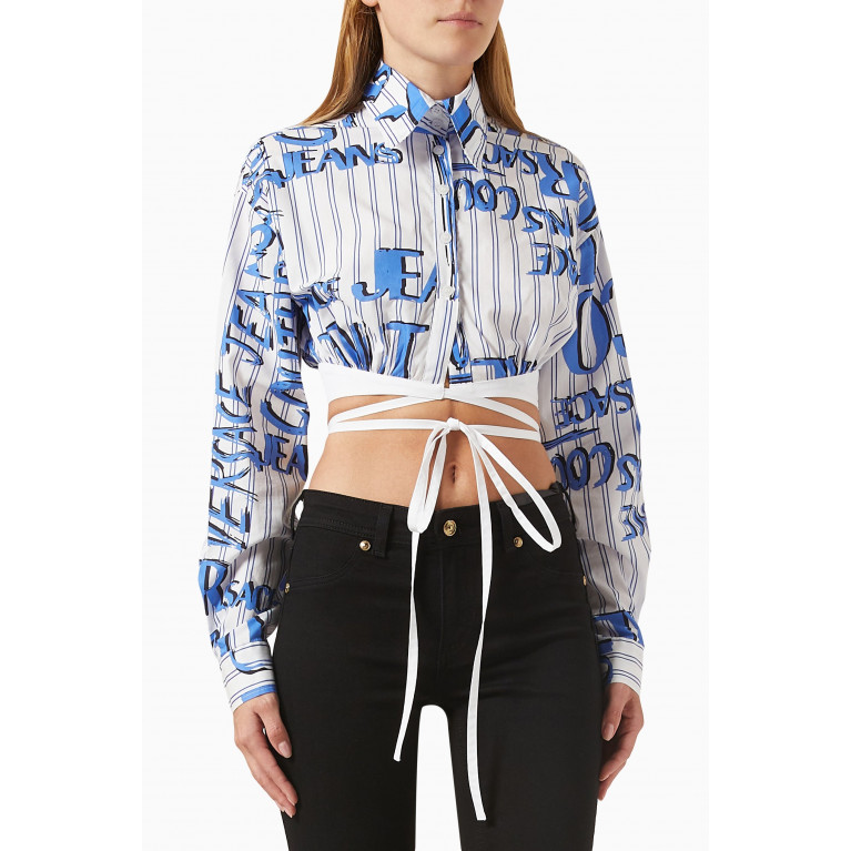 Versace Jeans Couture - Cropped Logo Shirt in Poplin