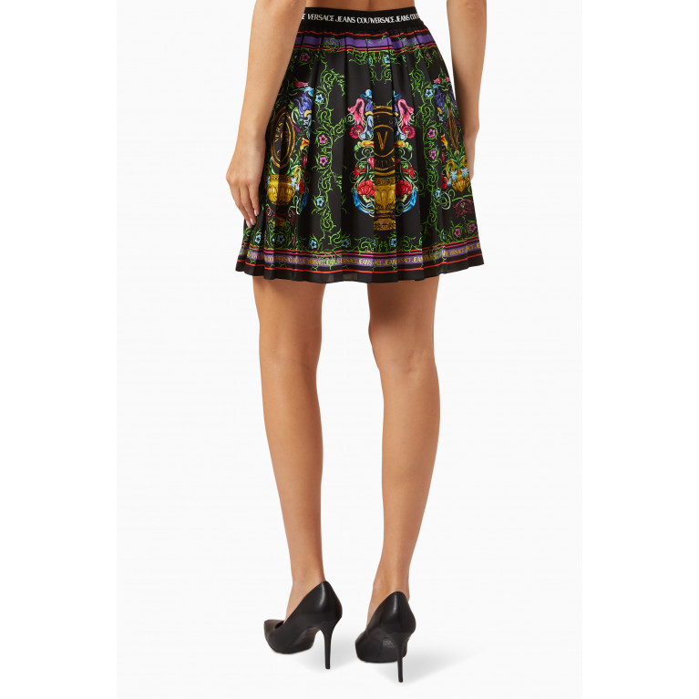 Versace Jeans Couture - Garden-print Pleated Mini Skirt in Viscose