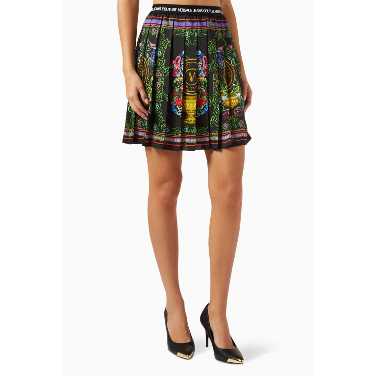 Versace Jeans Couture - Garden-print Pleated Mini Skirt in Viscose