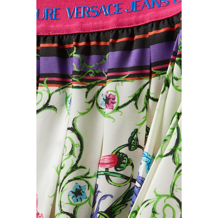 Versace Jeans Couture - Garden-print Pleated Mini Skirt in Viscose Multicolour