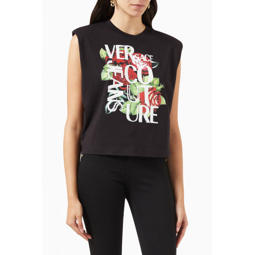 Versace Jeans Couture - Doodle Roses T-Shirt in Cotton Jersey