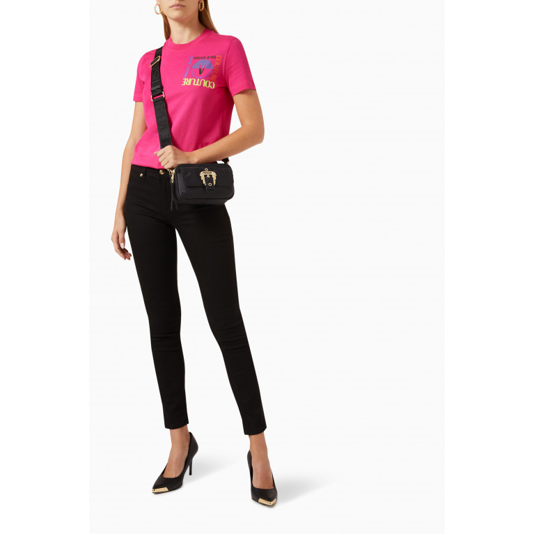 Versace Jeans Couture - Square V-Emblem T-shirt in Cotton-jersey Pink