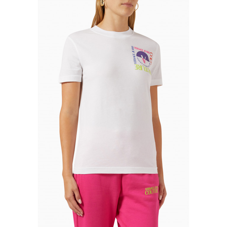 Versace Jeans Couture - Square V-Emblem T-shirt in Cotton-jersey White