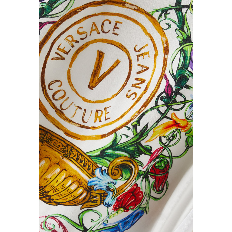 Versace Jeans Couture - V-Emblem Garden T-shirt in Cotton Jersey