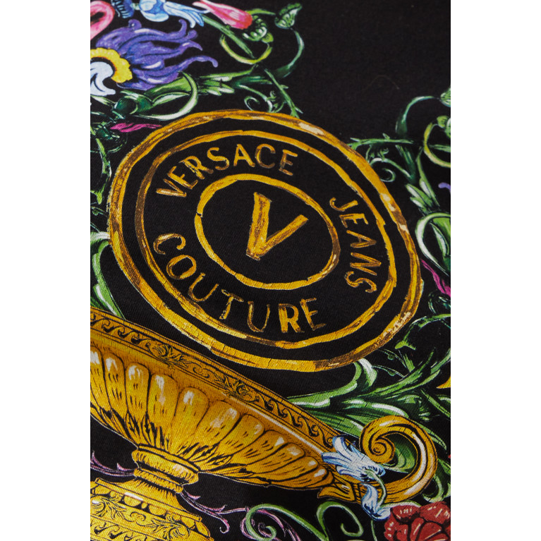 Versace Jeans Couture - V-Emblem Garden T-Shirt in Cotton Jersey