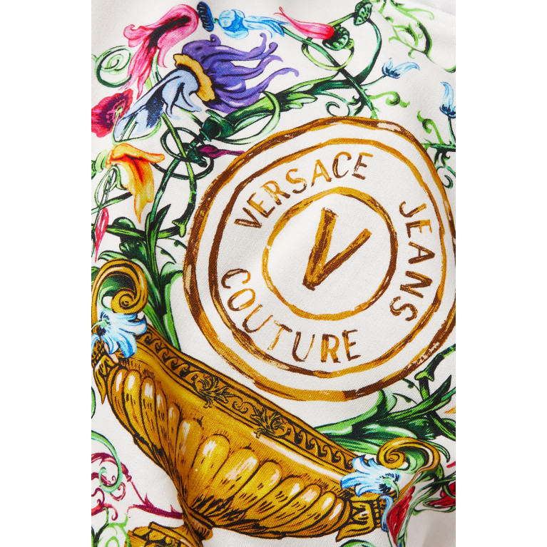 Versace Jeans Couture - V-Emblem Garden Print Hoodie in Cotton-fleece