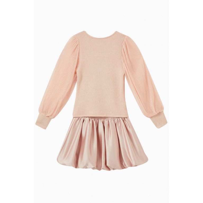 Habitual - Rib-knit Top & Skirt Set Pink