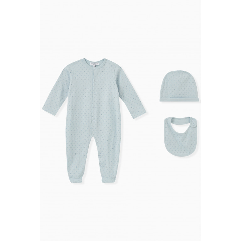 Emporio Armani - Logo Sleepsuit Set in Cotton Blue
