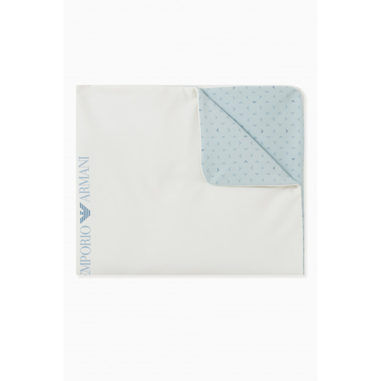 Emporio Armani - Logo Print Blanket in Cotton Blue