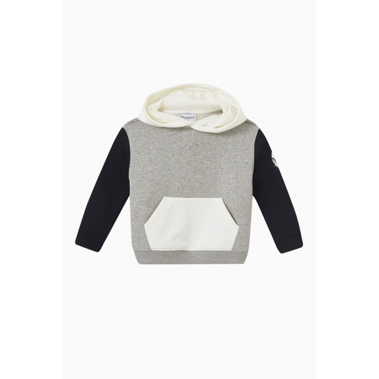 Emporio Armani - Colour-block Hoodie in Cotton Grey