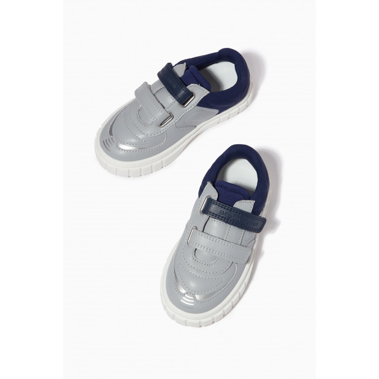 Emporio Armani - Two-toned Logo Sneakers in Leather Grey