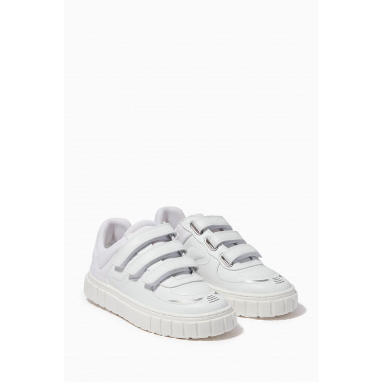 Emporio Armani - Triple Velcro Sneakers in Leather White