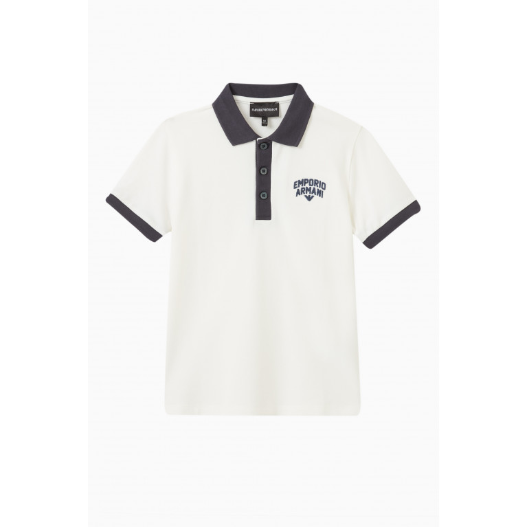 Emporio Armani - Contrast Logo Polo Shirt in Cotton White