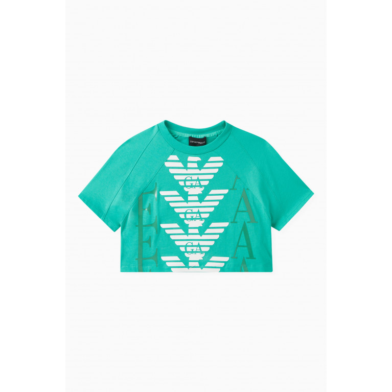 Emporio Armani - Graphic Logo Print T-shirt in Cotton Jersey Green