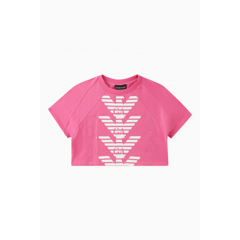 Emporio Armani - Graphic Logo Print T-shirt in Cotton Jersey Pink