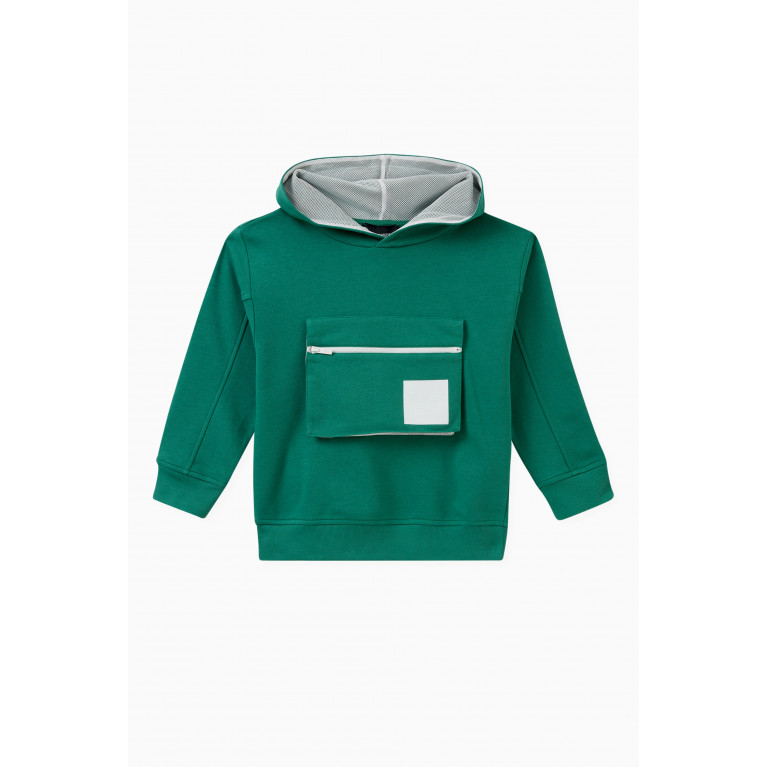 Emporio Armani - Zip Pocket Hoodie in Cotton Green