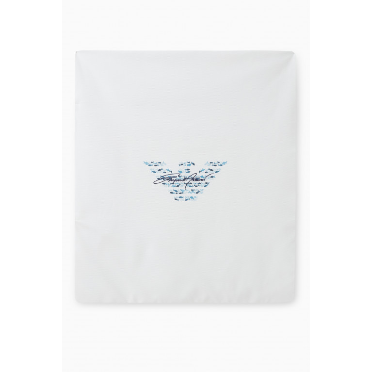 Emporio Armani - Fish Print Logo Blanket in Cotton White