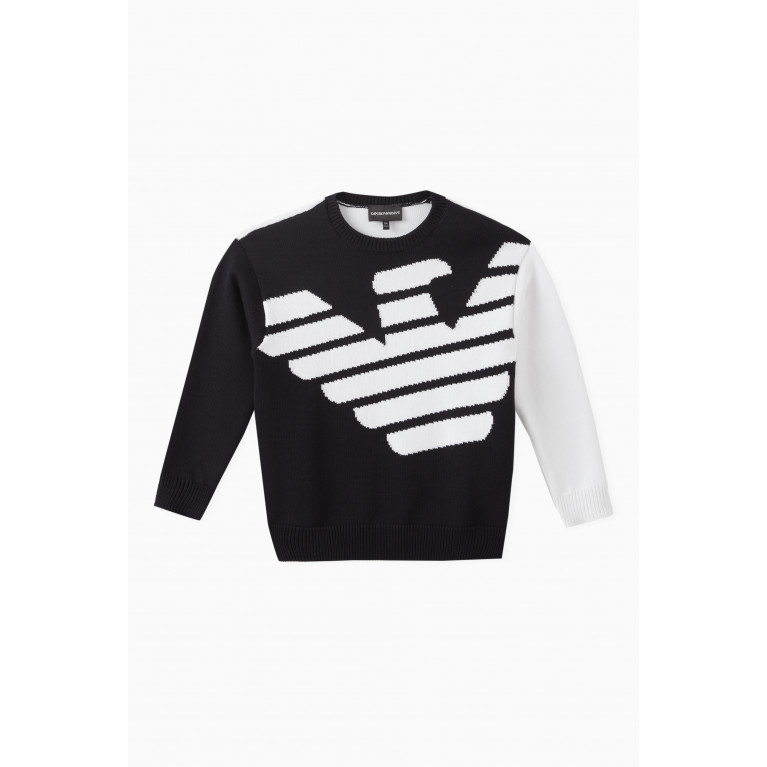 Emporio Armani - Long Sleeved Logo Sweater in Cotton Knit