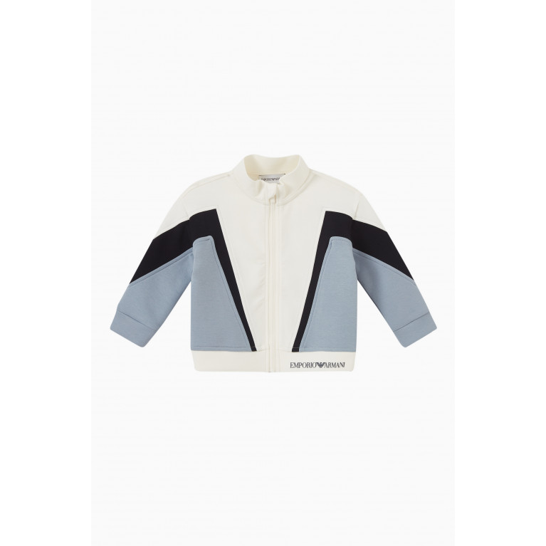 Emporio Armani - Contrast Geometric Panel Sweatshirt in Cotton Blue