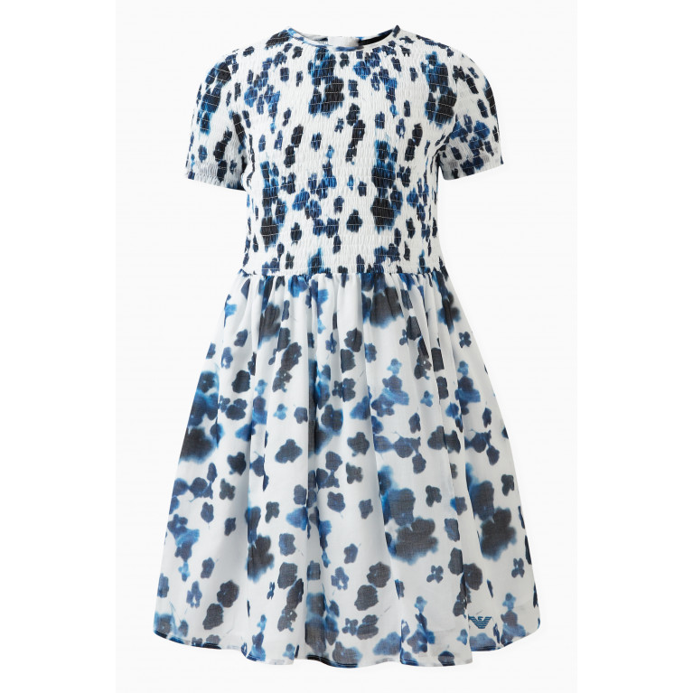 Emporio Armani - Floral-print Smocked Dress in Cotton