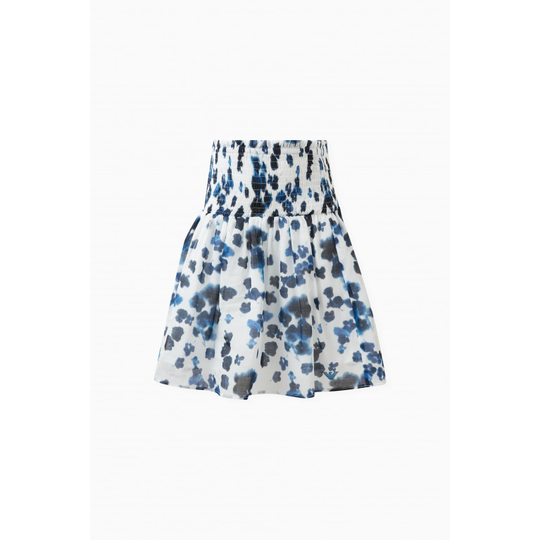 Emporio Armani - Floral-print Smocked Skirt in Cotton
