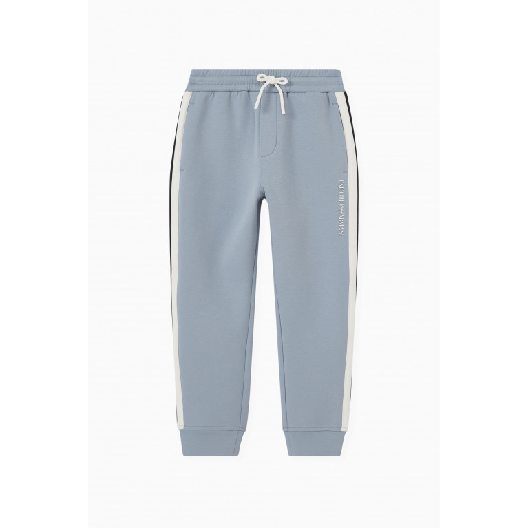 Emporio Armani - Contrast Tape Sweatpants in Cotton Blue