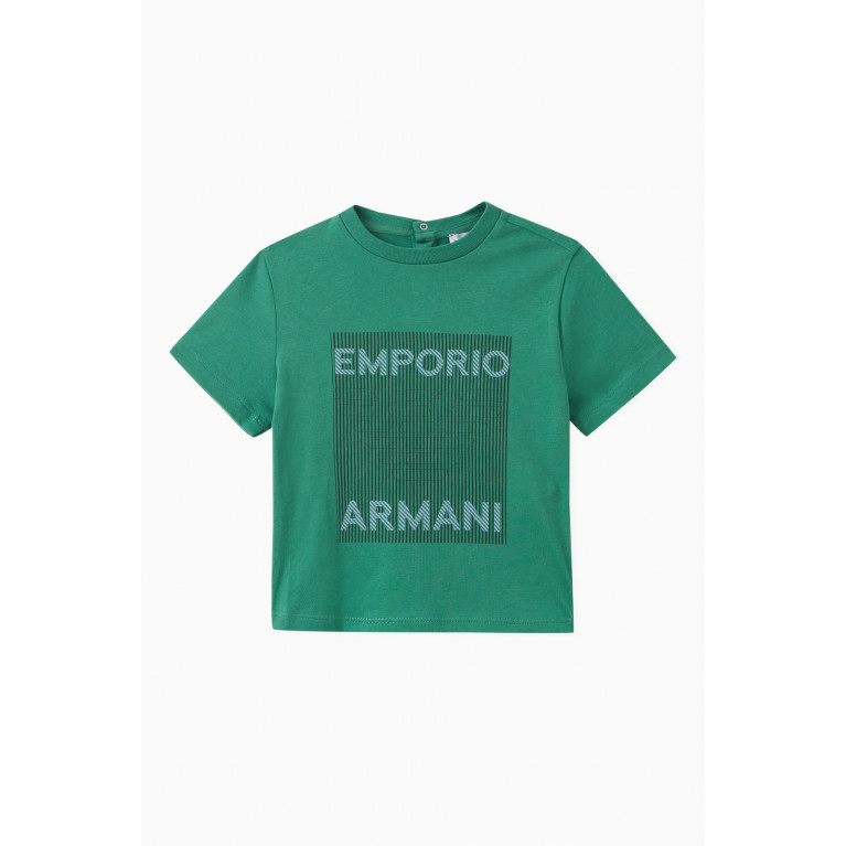 Emporio Armani - Graphic Logo Print T-shirt in Cotton Jersey Green