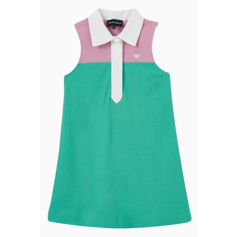 Emporio Armani - Colour Block Polo Dress in Cotton Piqué