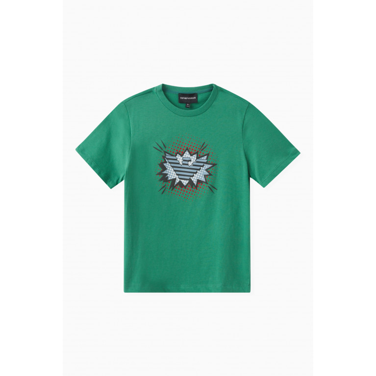 Emporio Armani - Graphic Logo Print T-shirt in Cotton Green